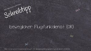 Anderes Wort für beweglicher Flugfunkdienst (OR) - Synonyme für beweglicher Flugfunkdienst (OR)