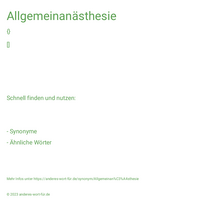 Allgemeinanästhesie