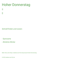 Hoher Donnerstag