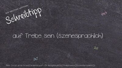 Schreibtipp auf Trebe sein (szenesprachlich)
