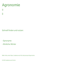 Agronomie