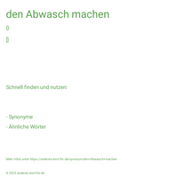 den Abwasch machen