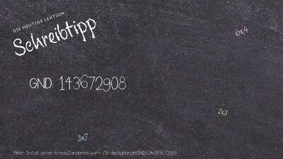 Schreibtipp GND: 143672908