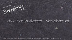 Anderes Wort für absetzen (Medikament, Alkoholkonsum) - Synonyme für absetzen (Medikament, Alkoholkonsum)