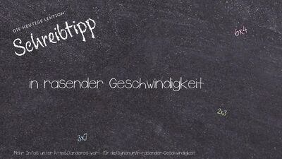 Schreibtipp in rasender Geschwindigkeit