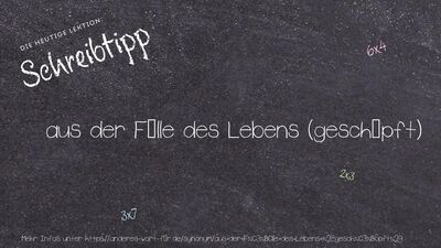 Schreibtipp aus der Fülle des Lebens (geschöpft)