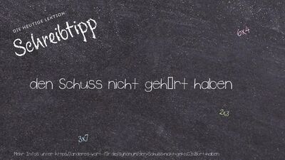 Schreibtipp den Schuss nicht gehört haben