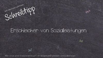 Schreibtipp Erschleicher von Sozialleistungen