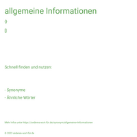 allgemeine Informationen