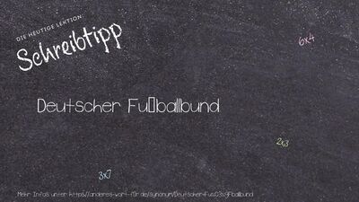 Schreibtipp Deutscher Fußballbund
