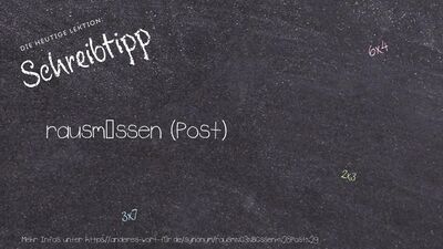 Schreibtipp rausmüssen (Post)