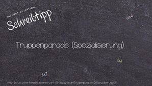 Anderes Wort für Truppenparade (Spezialisierung) - Synonyme für Truppenparade (Spezialisierung)