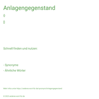 Anlagengegenstand