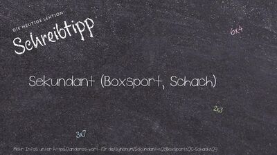 Schreibtipp Sekundant (Boxsport, Schach)