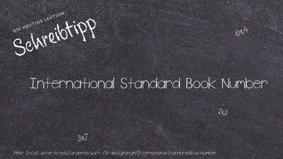 Schreibtipp International Standard Book Number