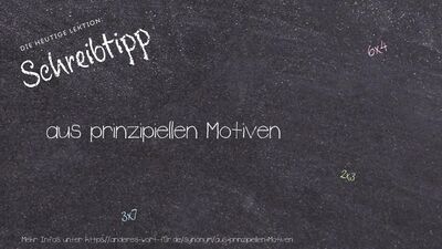 Schreibtipp aus prinzipiellen Motiven
