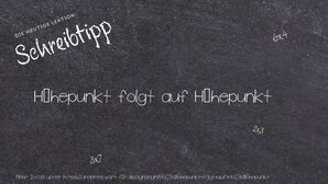 Anderes Wort für Höhepunkt folgt auf Höhepunkt - Synonyme für Höhepunkt folgt auf Höhepunkt